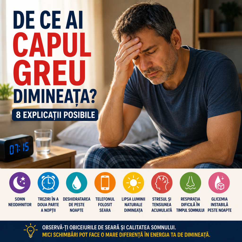 De ce ai capul greu dimineața? 8 explicații posibile
