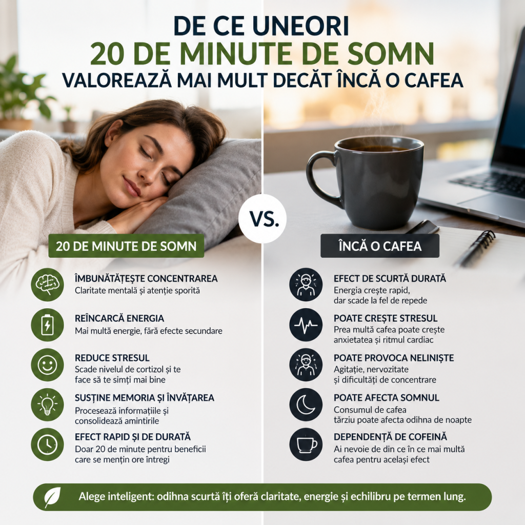 De ce uneori 20 de minute de somn valorează mai mult decât încă o cafea