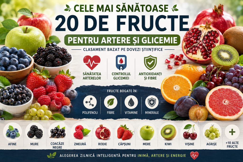 Cele mai sănătoase 20 de fructe pentru artere și glicemie